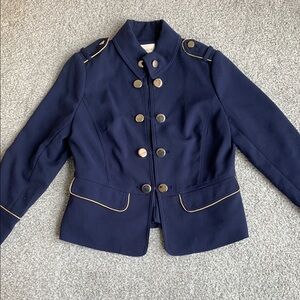 Chico's Blue and Gold Blazer with Tailored Fit